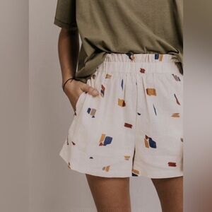 Linen Shorts with Abstract Pattern